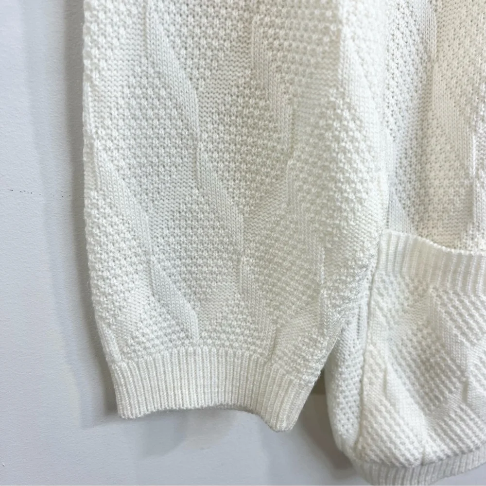 Vintage 80s 90s ivory white lattice knit grandma cardigan sweater